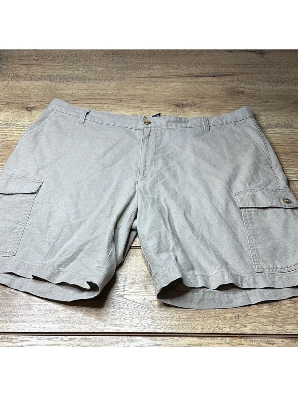 Men’s Chaps Tan Cargo Shorts Casual Linen Blend Size 42